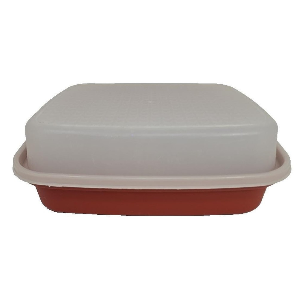 Vintage Tupperware Large Meat Marinade Container Paprika Red #1294 w/ Lid U57